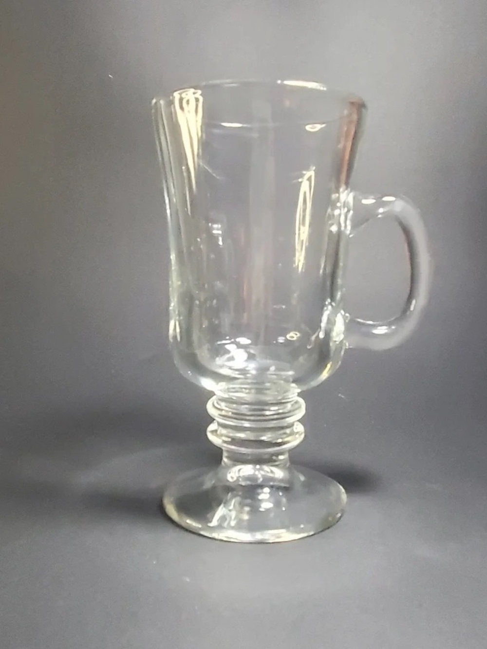 Clear Glass Pedestal Coffee Mug with Handle - Home Art Glass